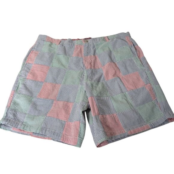 Vineyard Vines Seersucker Patchwork Shorts Mens Size 38 Multicolor Preppy Pastel - Picture 1 of 10